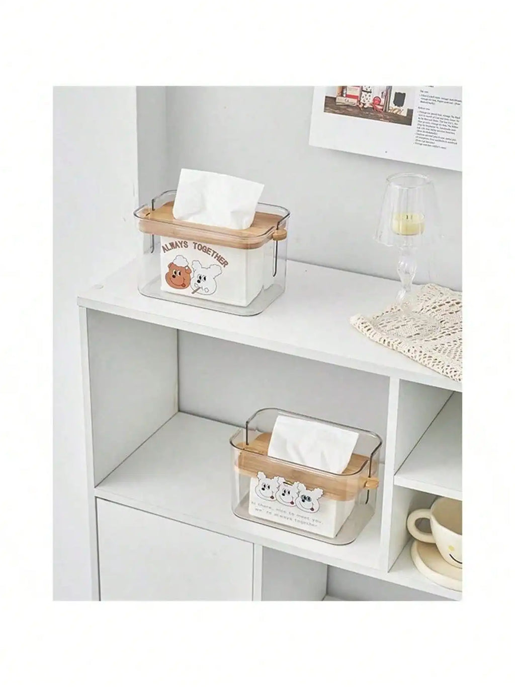 Adjustable Tissue Box Transparent Bamboo Toilet Paper Storage Large Qme