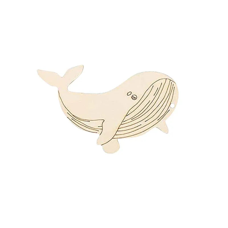 5Pcs Blank Marine Animal Wooden Crafts Painting Graffiti Material Art Coloring Pendant For Children Handmade Decor DIY Material Qme