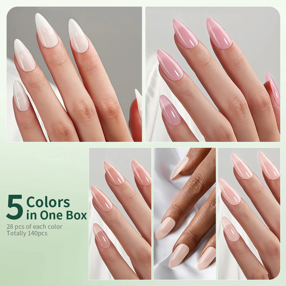 Nailpop 140 1 Nude Pink Nail Tips Per Square Almond Coffin Oval Soft Qme