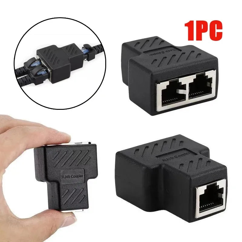 10pcs RJ45 Splitter 8P8C Ethernet Adapter for IPTV Broadband Dual Port Network Cable Connector Qme