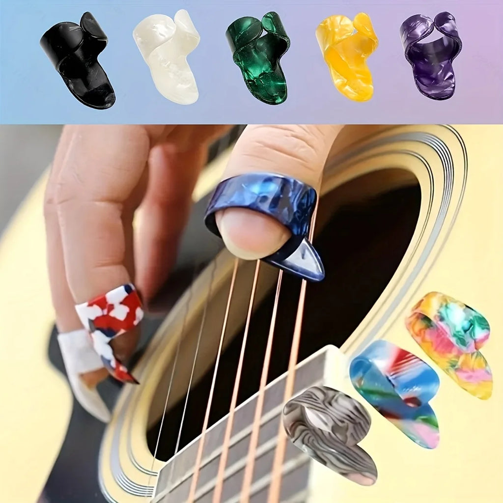 Flat Thumb Picks Finger Picks, ,Celluloid Guitar Thumb Finger Picks Ukulele Picks Accessories (12 Colors,Color Random Packaging) Qme