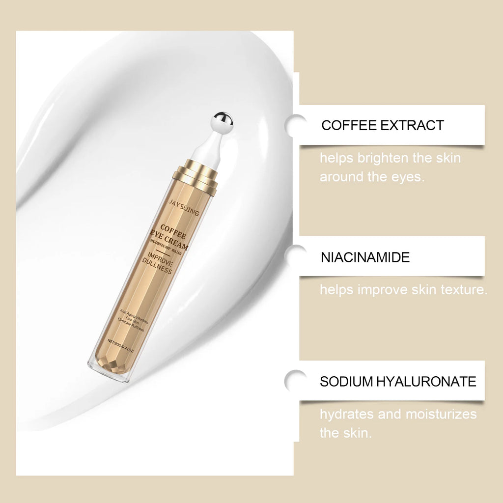 Coffee Eye Care Products Eye Cream with Roller Moisturizing Eye Mask Anti-Dark Circles Eye Serum for Puffiness Firming Hydration Qme