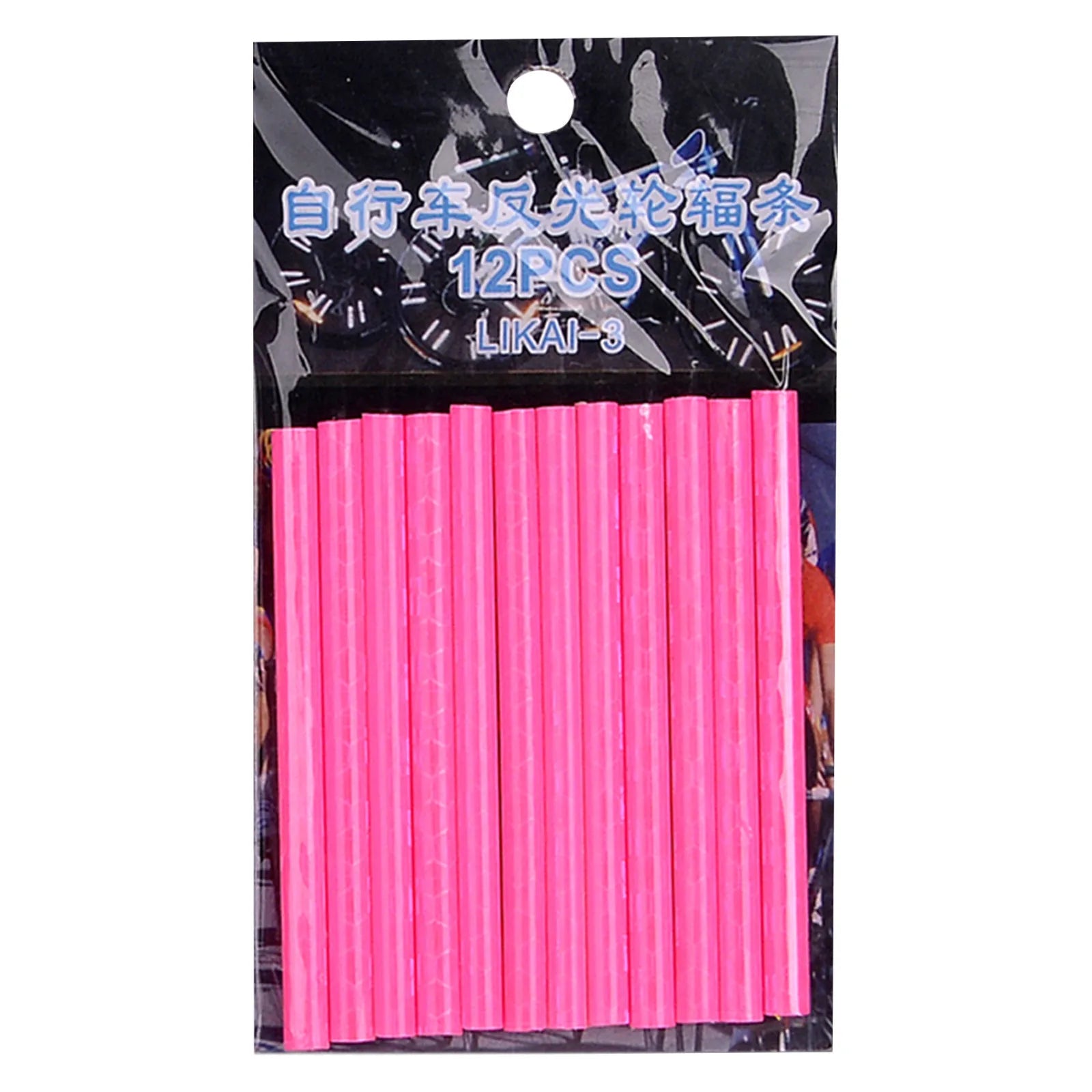12PCS DIY Cycling Bicycle Wheel Reflective Spoke Colorful Tube Safety Warning Light Bike Accessories Decoration Qme Pink