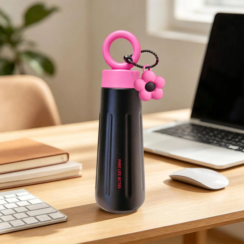 Metal Water Bottle Leakproof Stainless Steel Tumbler Cute Coffee Cup Qme