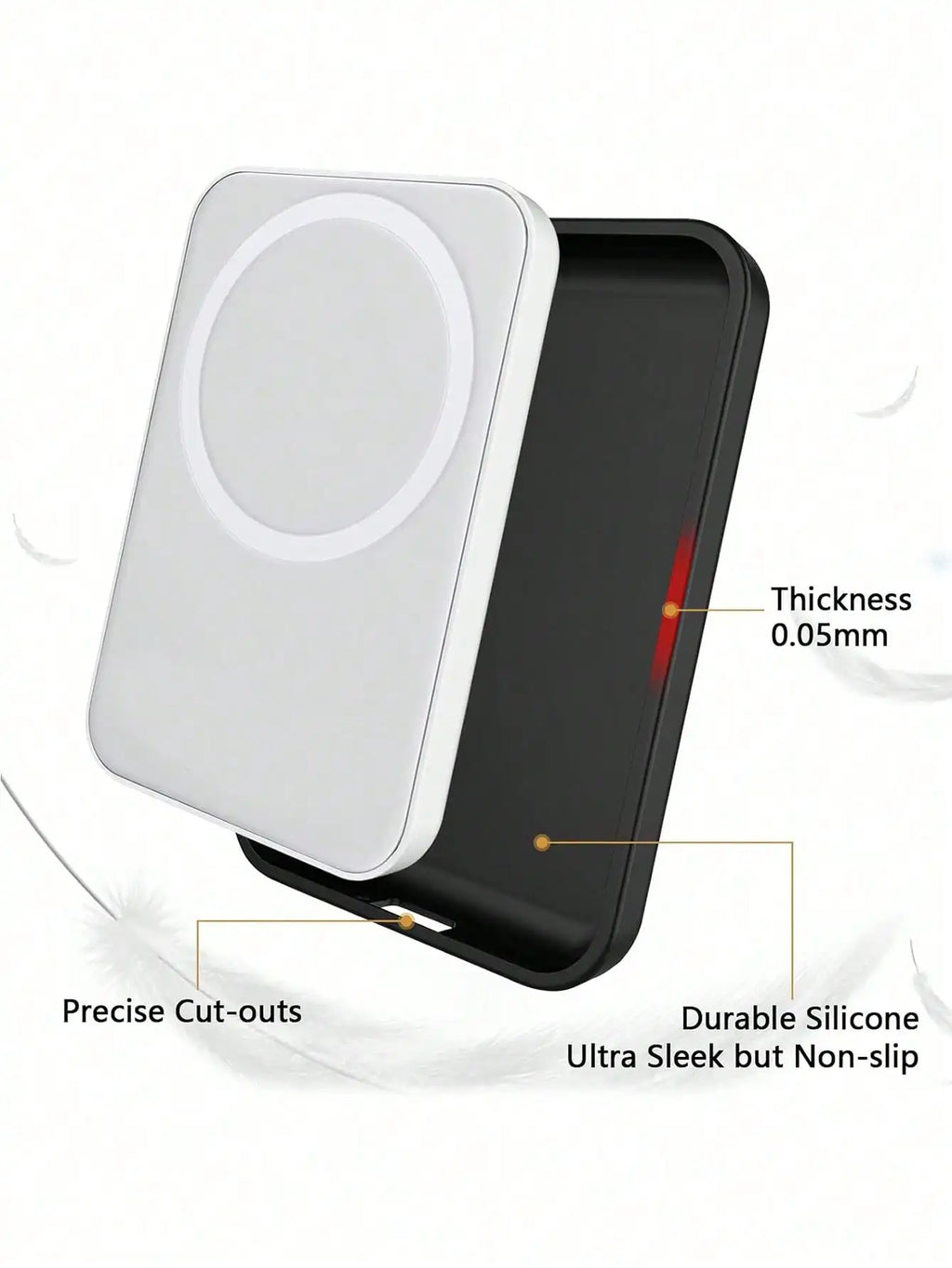 Black TPU Charging Case Protector Compatible Apple's Magsafe Wireless Qme