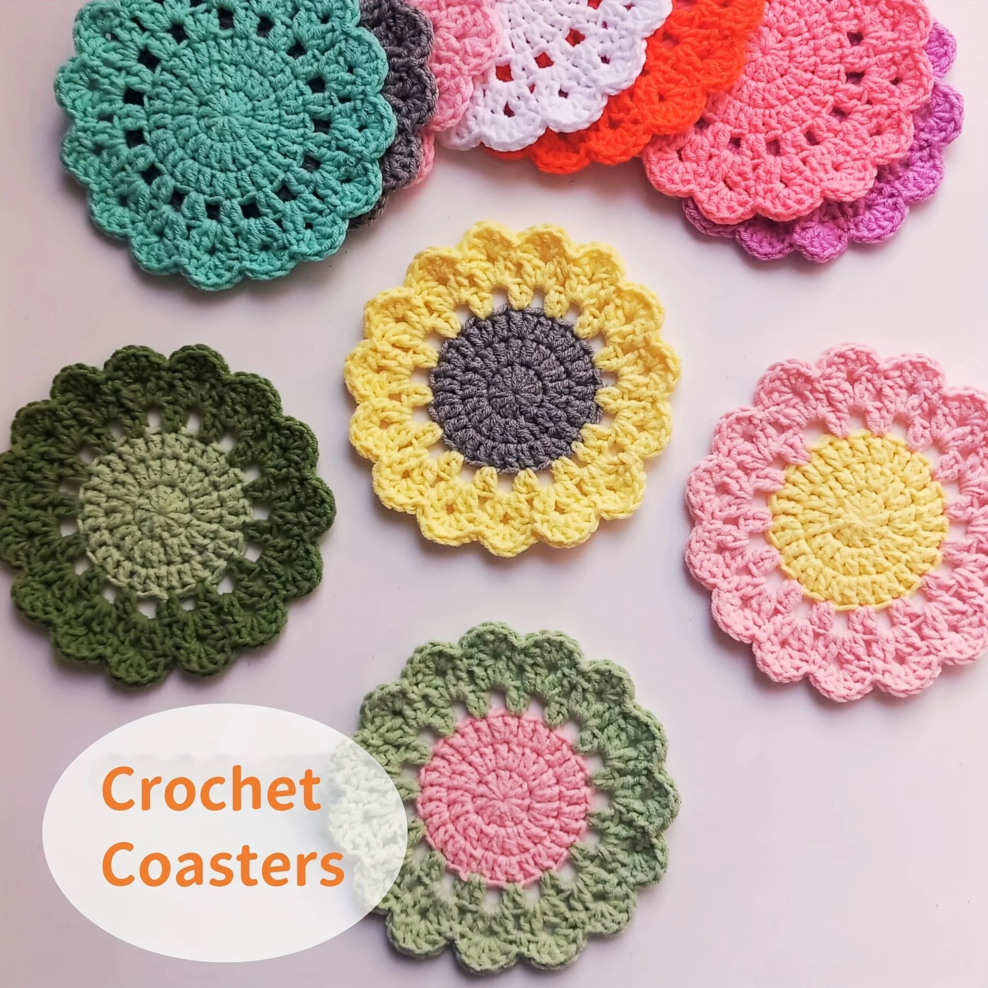 1/2pcs Crochet Coasters, Flower Coasters, Home Decor, Table Protection Qme