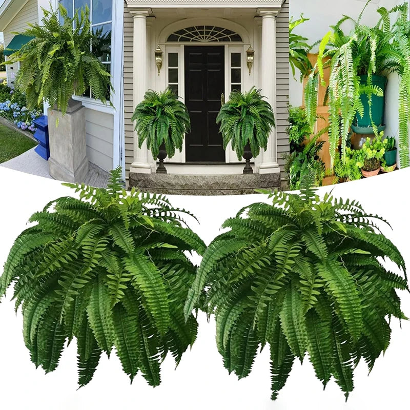 Lifelike Artificial Boston Fern Fake Plastic Plants Decorations UV Qme