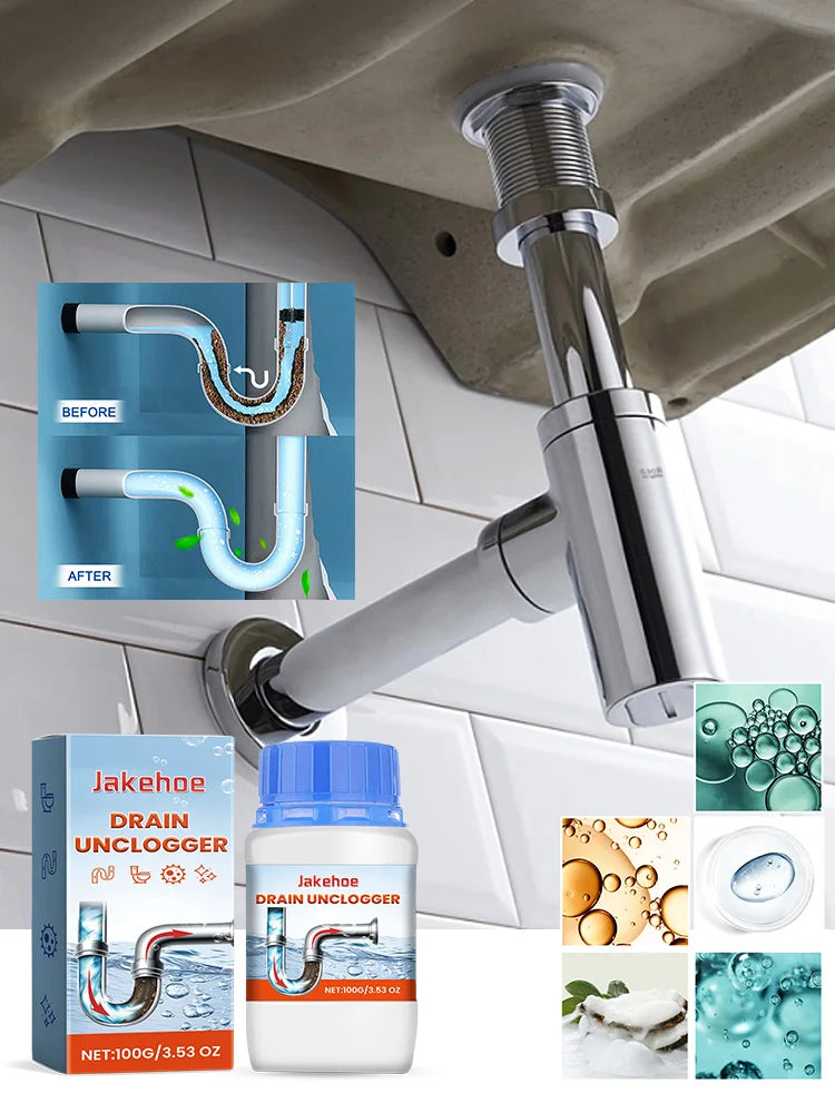 Drain cleaner; toilet sink kitchen bathroom drain pipe clog stain deodorization quick unclogging cleaning decontamination Qme