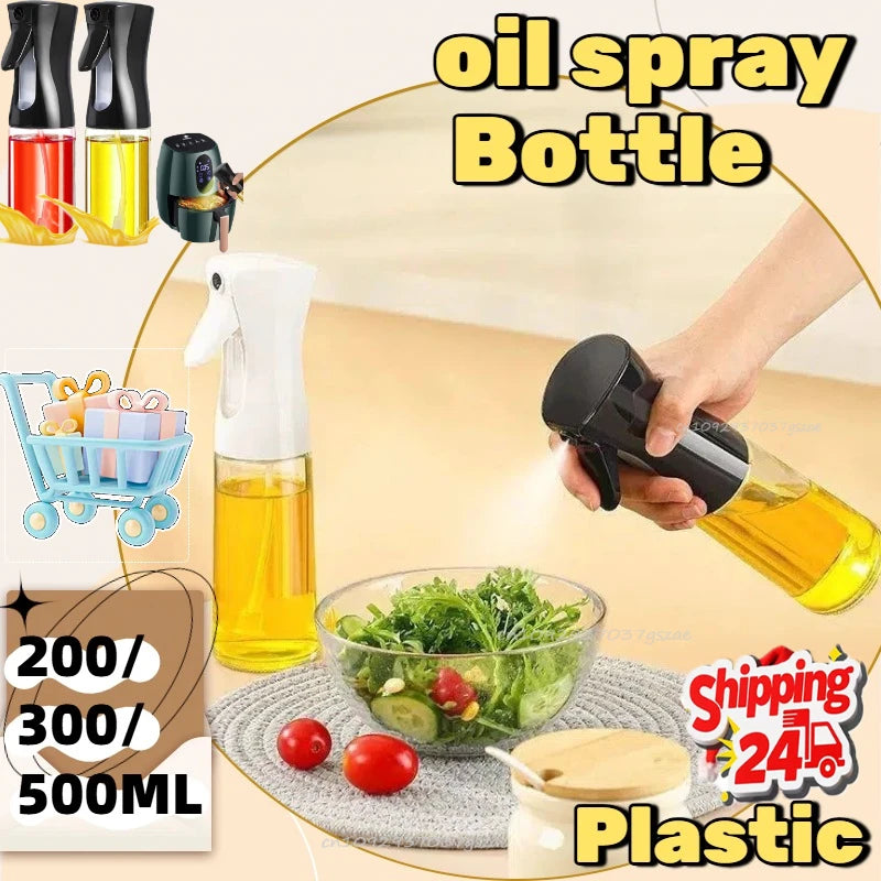 200/300/500ml Oil Spray Plastic Household Kitchen Oil Spray Bottle or Oil Brush Nebulizing Mist Filling Cooking Dual Use BBQ Qme