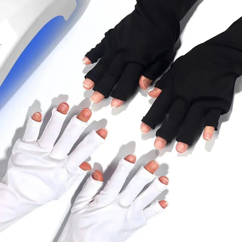Anti UV Gloves Gel Professional Protection Gloves For ManicuresProtect Hands Nail Art Stretchy Fingerless Glove For Home Outdoor Qme