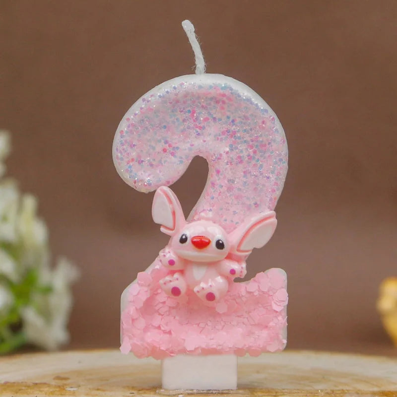 Stitch Digital Candles 0-9 Cute and Creative Pink Birthday Candles for Cartoon Cakes Sets the Mood Qme