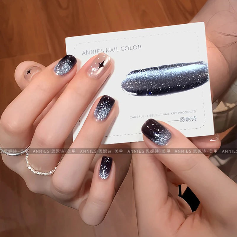 3 Colors Cool Black Cat Eye Gel Polish, Pink Purple Chameleon Holographic Magnetic Nail Gel, High Shine Soak Off UV LED Nail Art Qme
