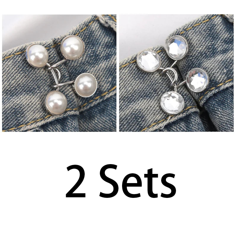 Cute Nail-free Metal Jeans Button Adjustable Waist Buckle Jean Pins Qme A12