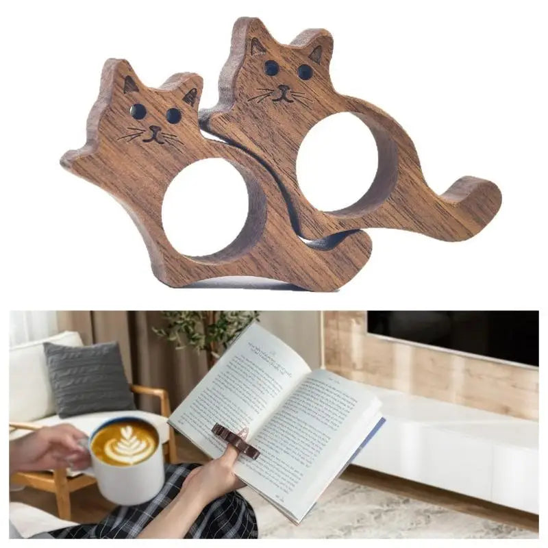 Cute Wooden Book Page Holder Dog Shape Marking Sign Reading Bookmark Qme