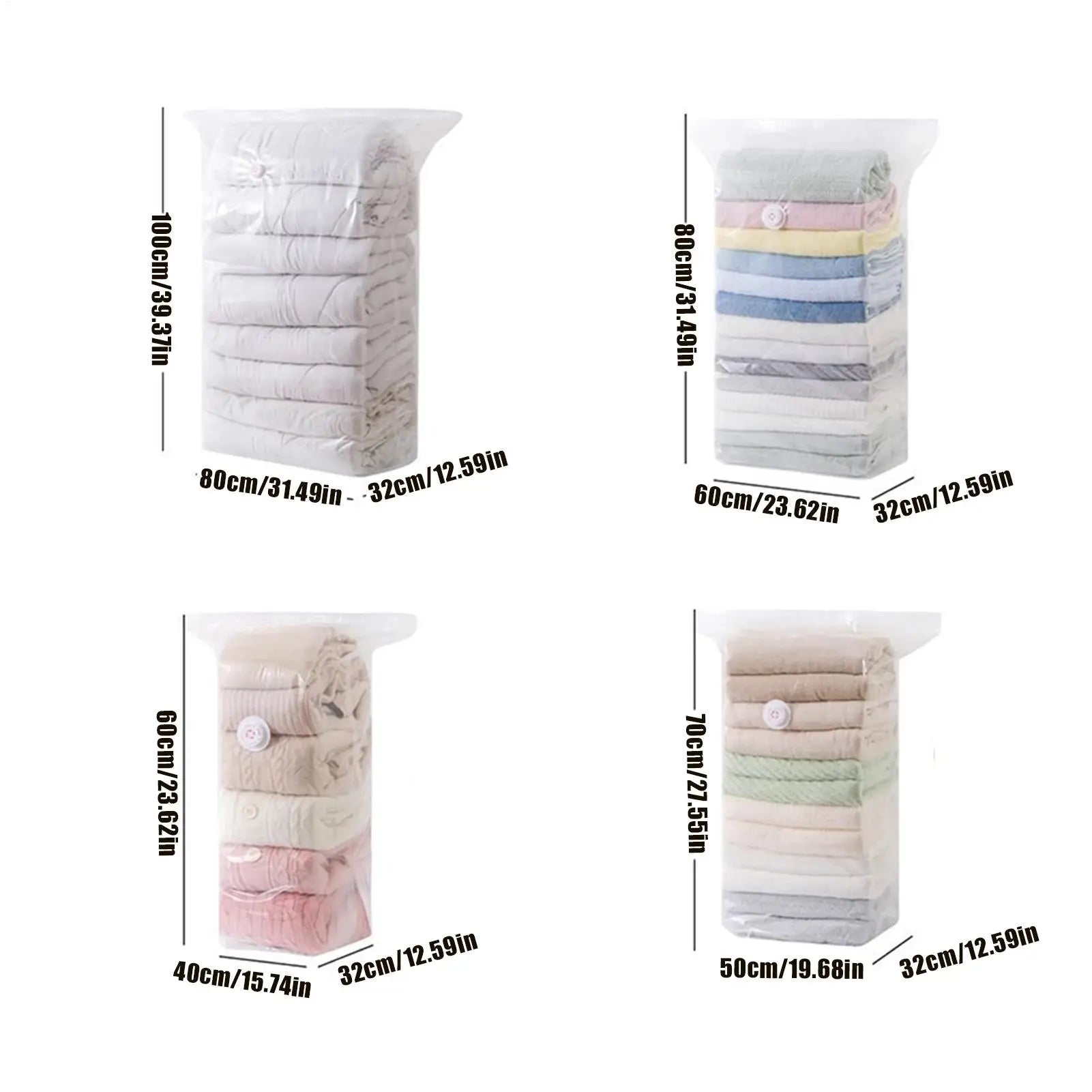 Vacuum Storage Bags Reusable Space Saver No Pump Clothing Compression Qme