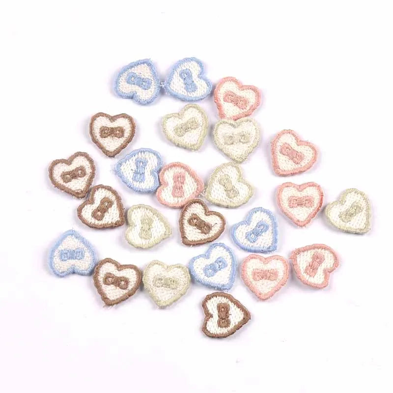 30pcs 20x20mm Heart Bow Embroidered Appliques,Sewing Decoration for DIY Clothes/Hair Accessories No Glue cp4303 Qme