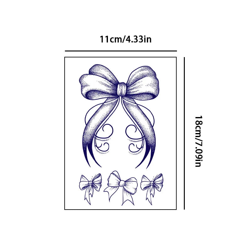 Sexy leg bow herbal juice temporary tattoo stickers for women's chest, waterproof and sweatproof, realistic temporary stickers Qme HC-205