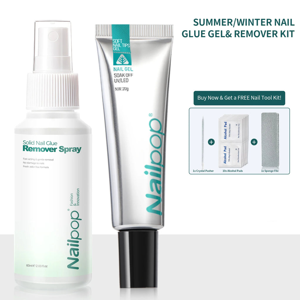 Nailpop Nail Remover Spray Press Nails False Tips UV Soak Off Solid Qme Remover Spray 3-SET