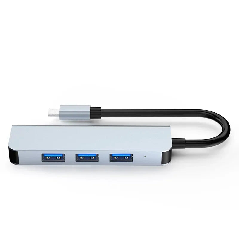 New Adapter 4 USB Ports Long-lasting Lightweight 5Gbps Transmission DC 5V 0.9A Compact Type-C Adapter for Mobile Phone Qme