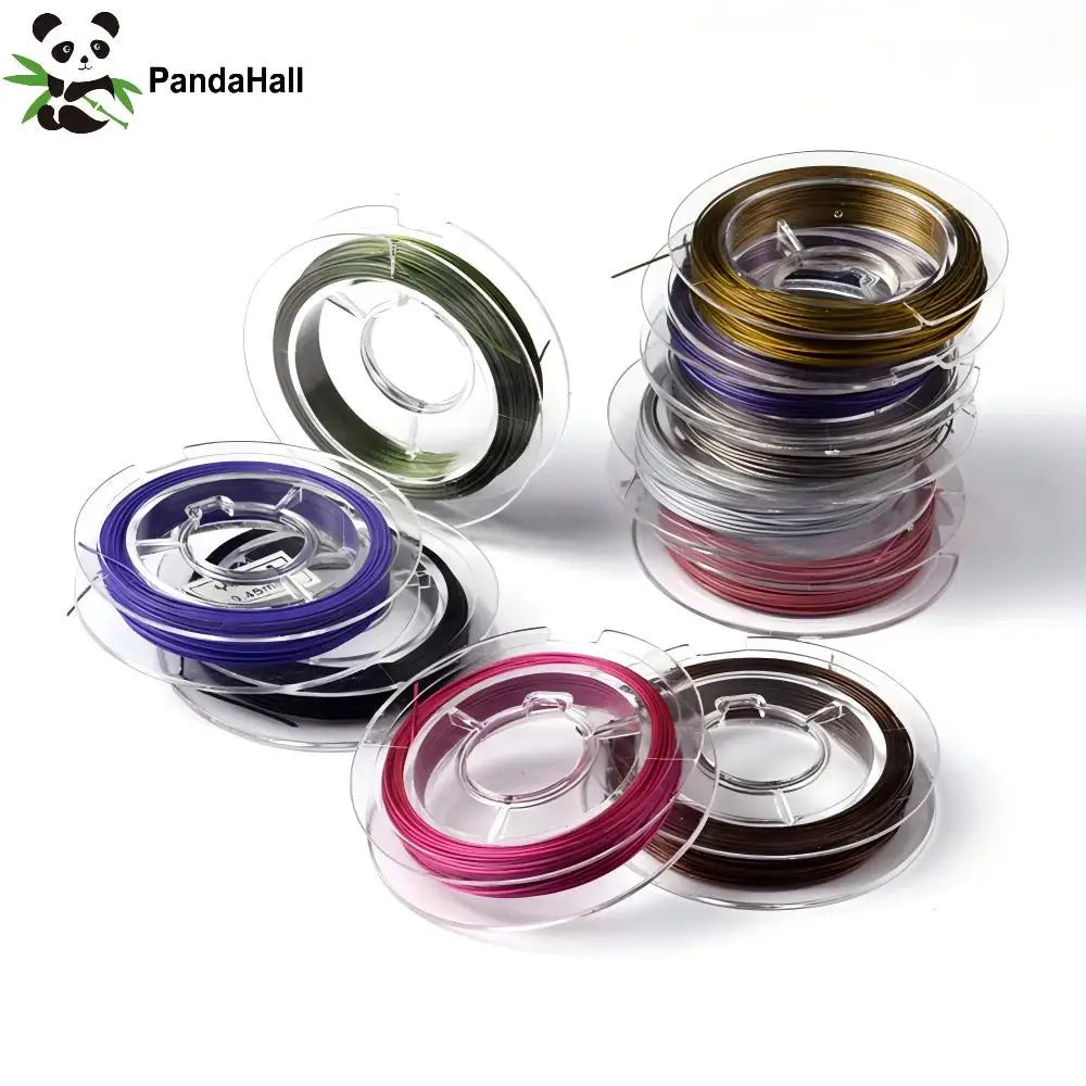 PandaHall 10 Rolls Nylon Coated Stainless Steel Tiger Tail Wire 0.38mm & 0.45mm, Rustproof for Beading Jewelry Making Supplies Qme