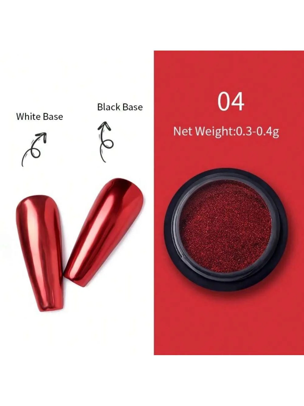 1 Box Nail Powder Chameleon Mirror Chrome Pigment Glitter UV Gel Dust Qme red
