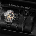 4 pieces/set of men's fashionable business watches, casual quartz watches with calendar and jewelry set, men's watches Qme 5