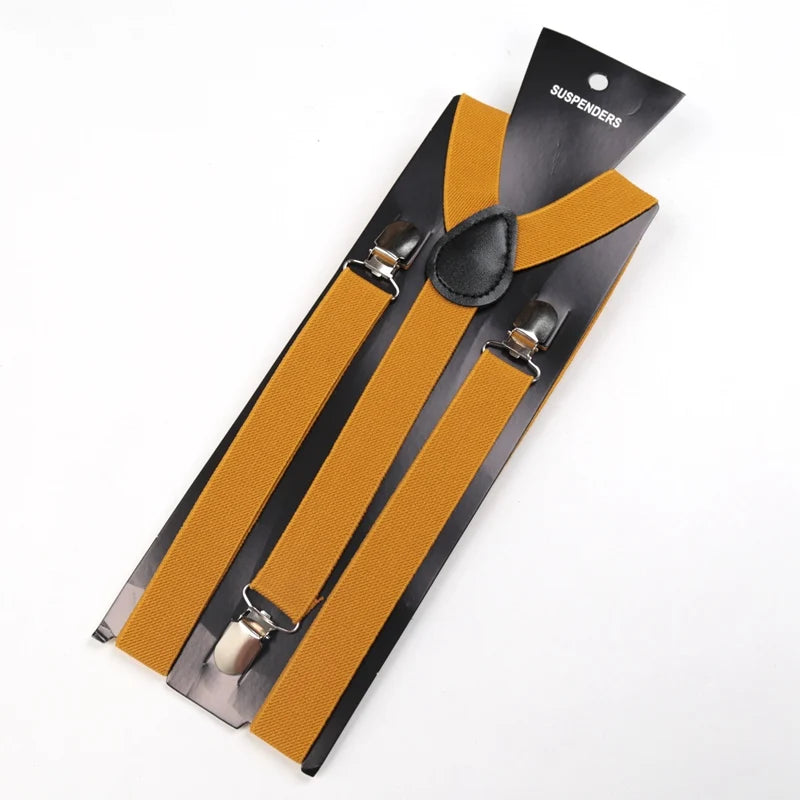 30 Colors Vintage Suspenders Men Women Adult Y Back Adjustable Straps Qme Gold