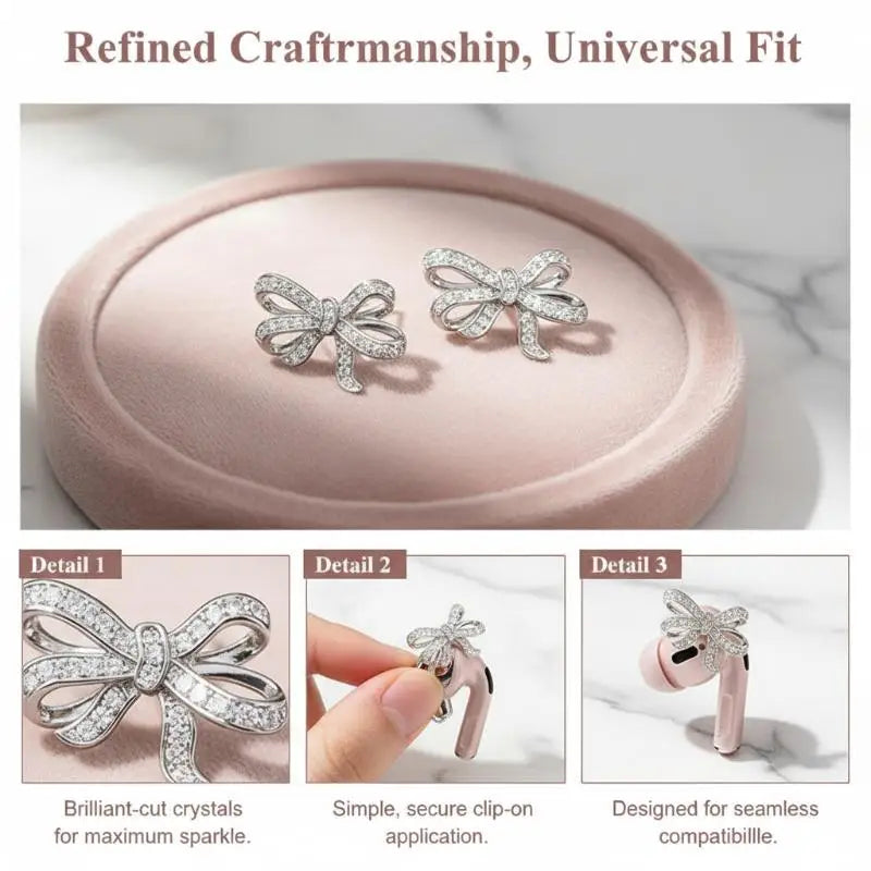 1Pair Fashion Headphone Decoration Clip Removable Diameter Buckle Diamond Butterfly Shape Decorative For Bluetooth Earphone Qme