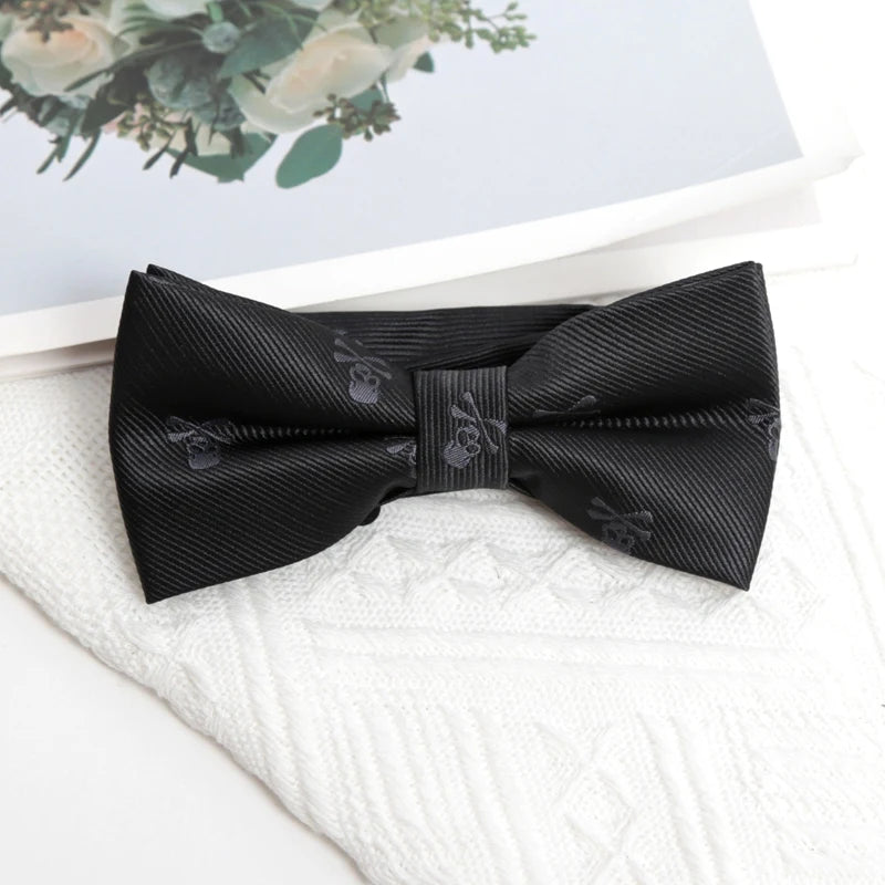 Black Stripe Tie Cufflink Cravat Bowtie Wedding Ties Gifts Men Handky