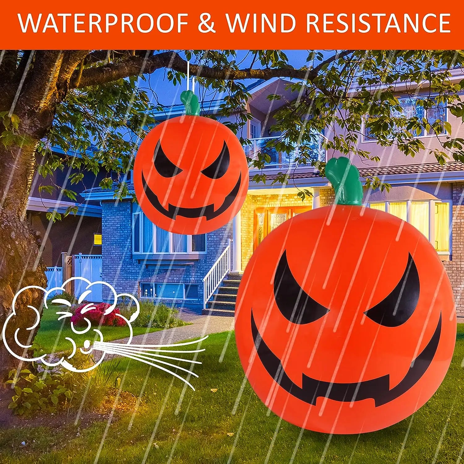 16-24 inch LED remote-controlled light-up inflatable pumpkin balls for Halloween outdoor courtyard party decoration props Qme
