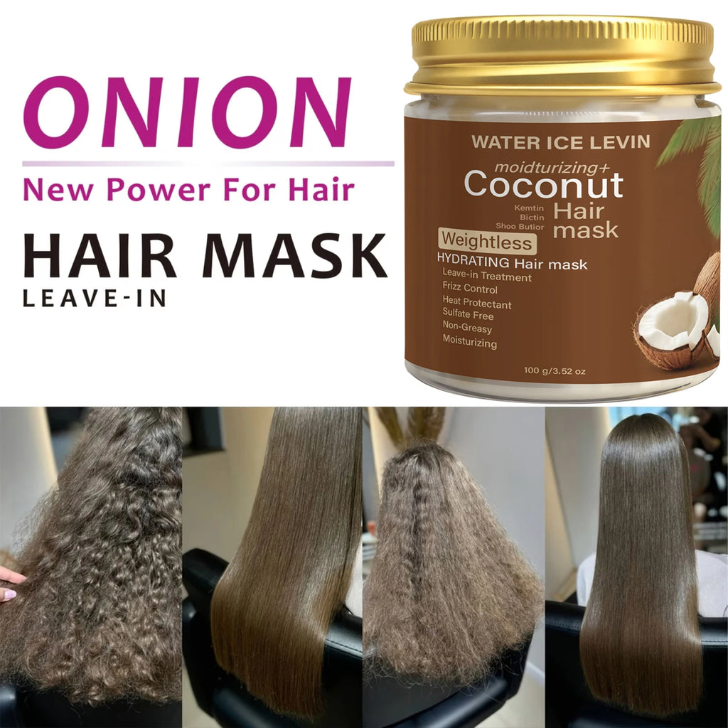 Sulfate-Free Coconut Hair Mask, Moisturizing & Heat Protectant Hair Care Treatment Qme
