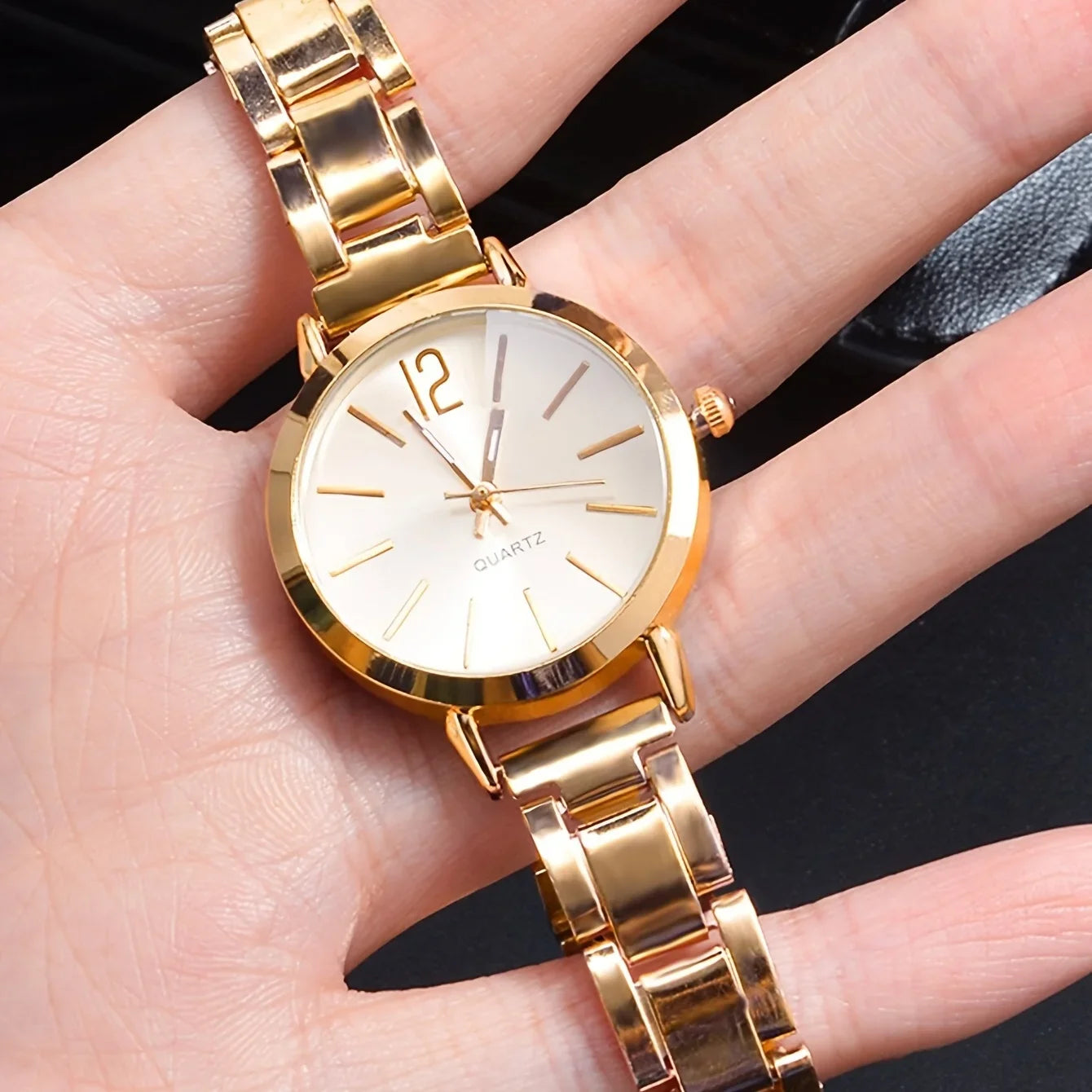 Ladies Fashion Simple Digital Alloy With Quartz Watch LOVE Bracelet 2pcs Set Qme