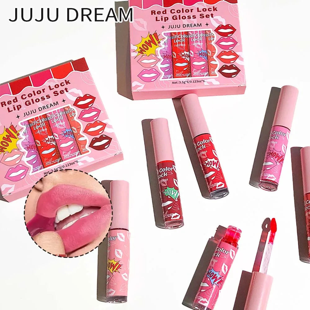 Matte Lip Gloss 6-Flavor Smooth Silky Long-lasting Resistant Cup Qme