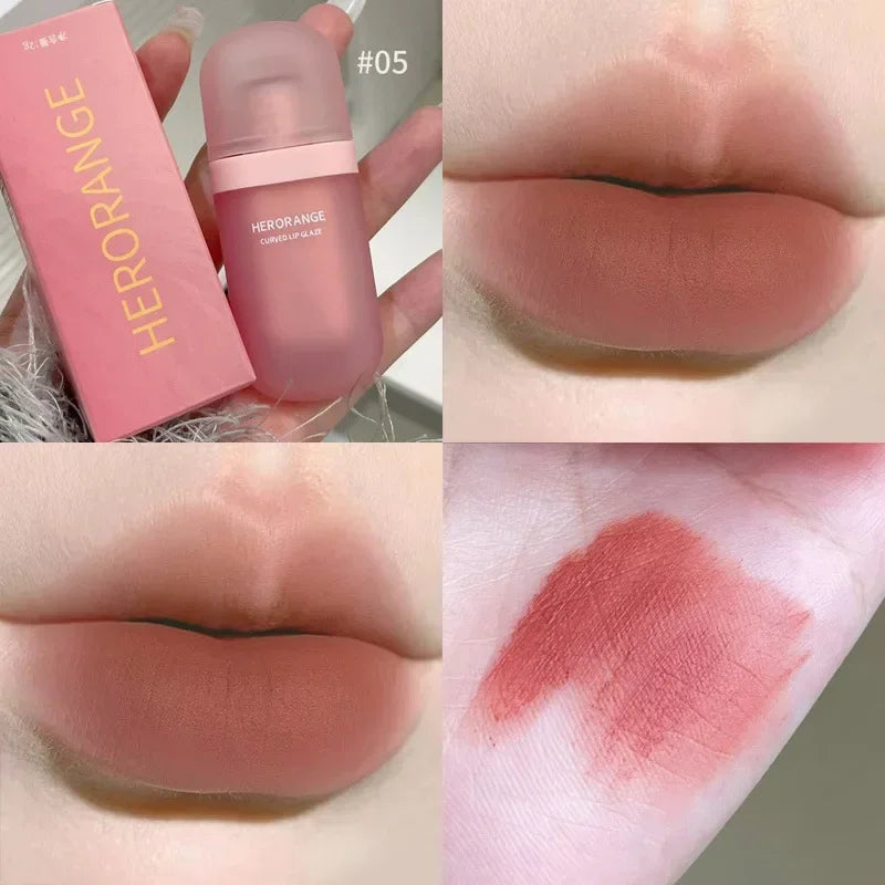 Red Brown Matte Velvet Lip Gloss Waterproof Liquid Lipstick Non-stick Cup Lips Tint Mud Makeup Rose Peach Lip Glaze Cosmetics Qme A05