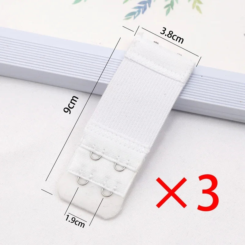 Women 2 Rows Hooks Bra Extension Strap Extenders Adjustable Belt Qme WHITE one size