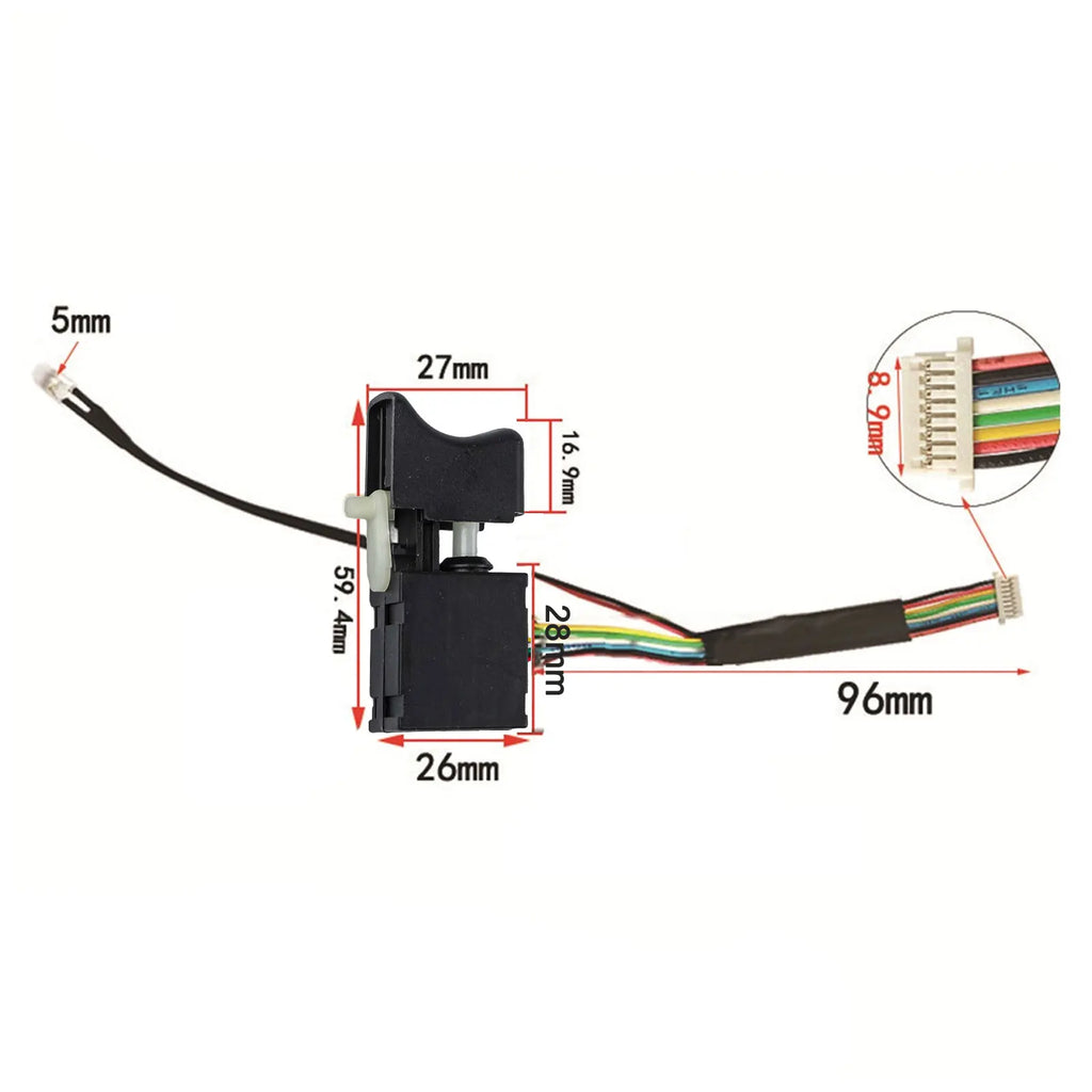 1x Electric Drill Trigger Switch For Dayi For A3/2106 Cordless Electric Wrench Brushless Electric Wrench Switch 60x26mm Qme