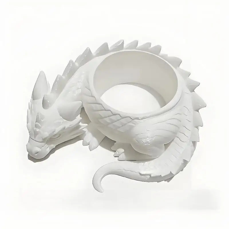 3D Printed Dragon Shaped Plant Pot Plastic Funny Flower Container Handmade Growing Pots Jewelry Storage Tray For Home Decoration Qme White