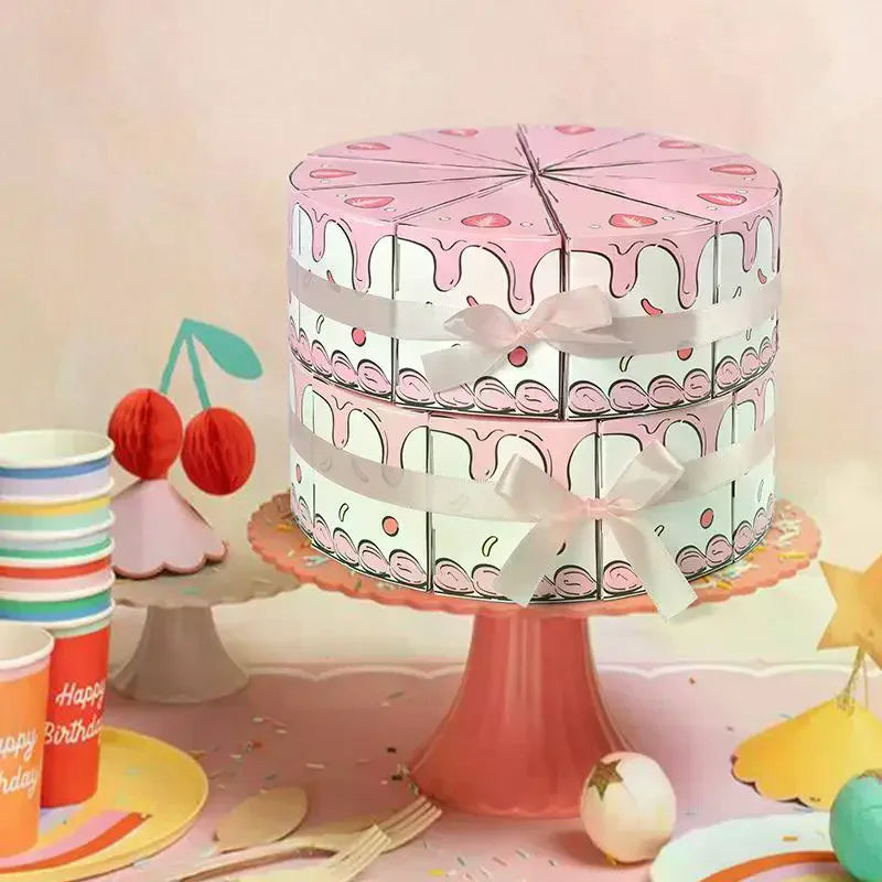 8/10Pcs Triangular Cake Shaped Paper Gift Box Cookie Candy Baby Shower Favors Treat Kids Birthday Party Dessert Packaging Boxes Qme