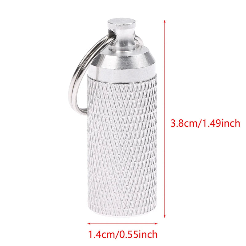 Aluminum Alloy Waterproof Pill Shaped Box Bottle Holder Container Qme