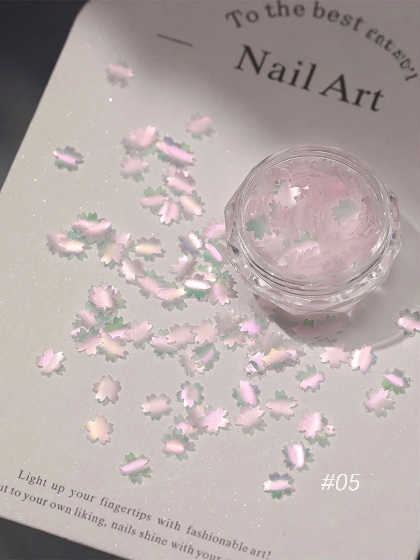 1 Pink Cherry Blossom Glitter Nail Art Heart Flower Butterfly DIY Qme 05