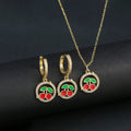 2pcs Hot Sale Fruit Cherry Strawberry Crystal Earrings Necklace Jewelry Set Lucky for Woman Shiny Zircon Party Gift Accessories Qme Jewelry Set 5