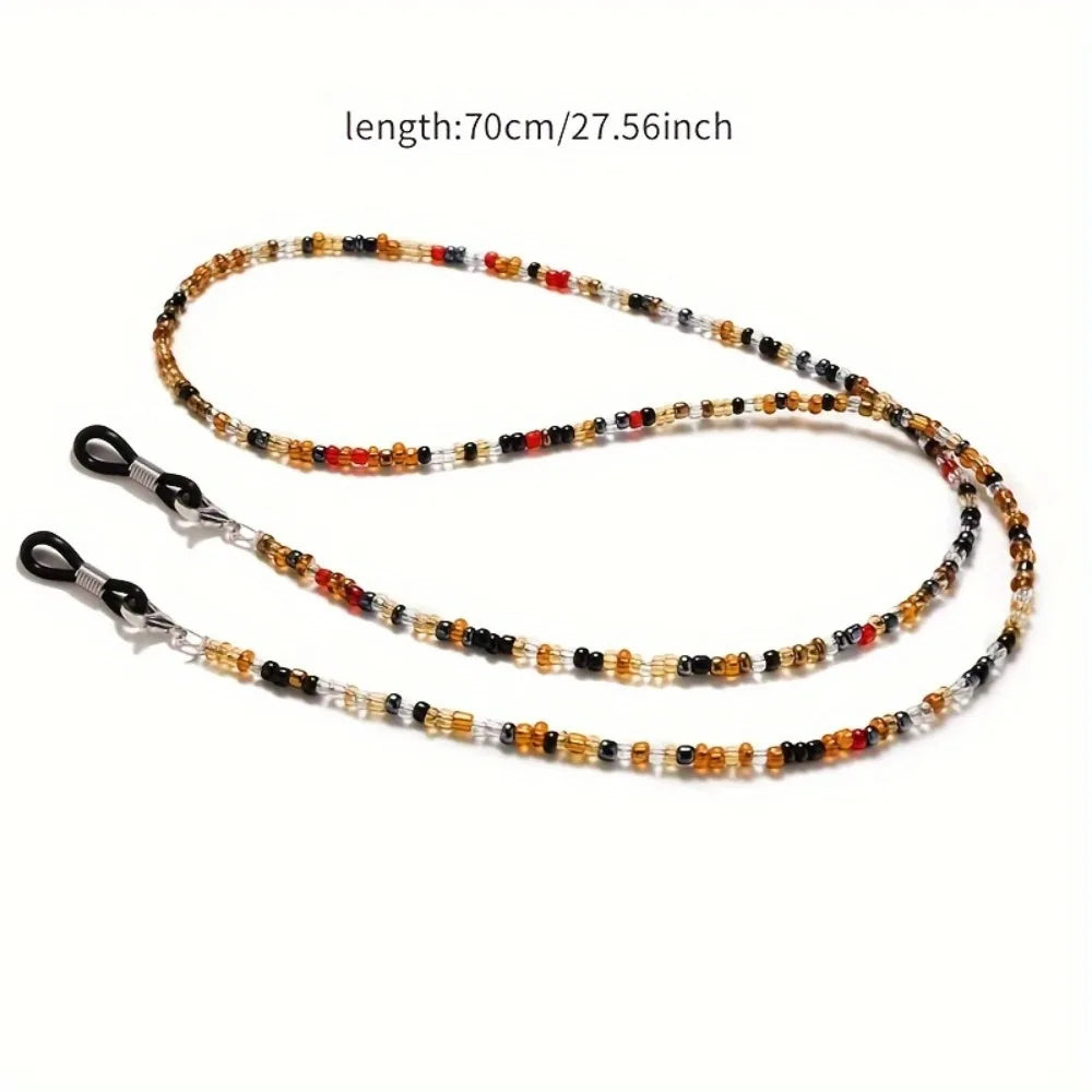4pcs Beaded Glasses Rope Chain Hanging Neck Anti Drop Decoration Qme