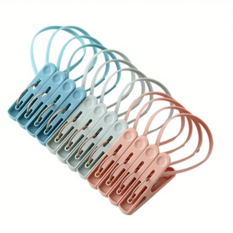 12pcs Small Clothes Pins, Travel Drying Clip with Lanyard, Travel Towel Socks Drying Clips, Household Clothes Pegs, Clotheslines Qme 12 Mixed Colors