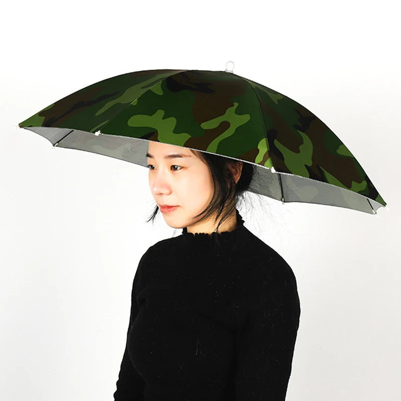 Portable Rain Hat Outdoor Folding Umbrella Fishing Sun Shade Anti-UV Qme Camouflage Adult