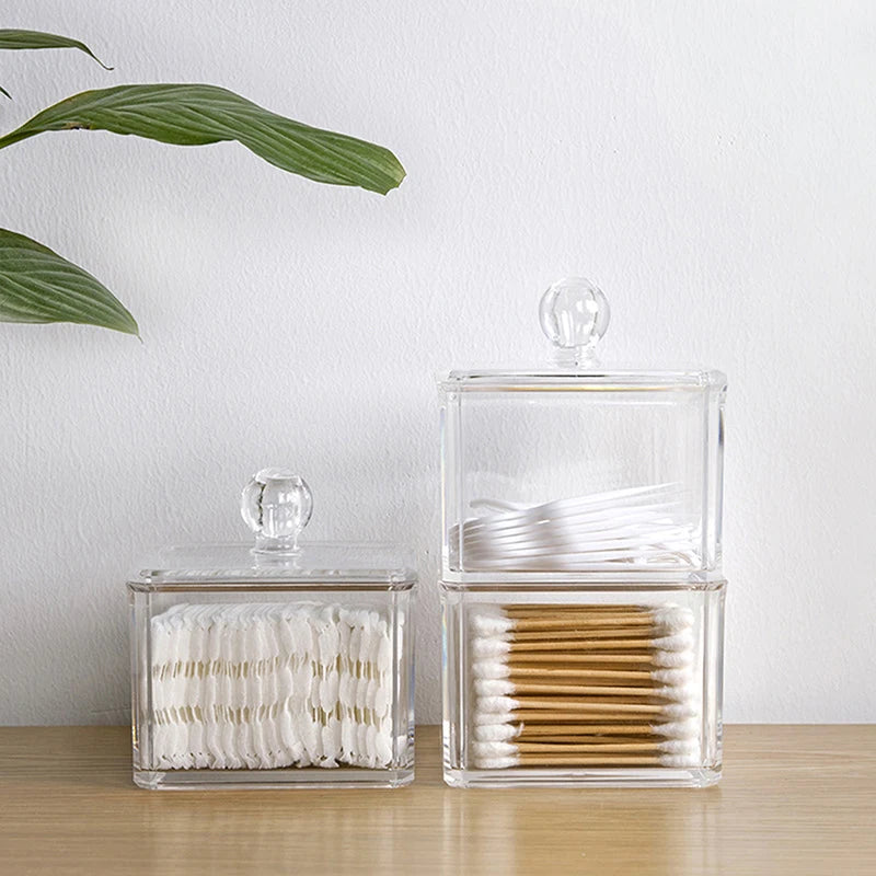 Cotton Swabs Dispenser Desktop Cosmetic Jewelry Cases Organizer Qme