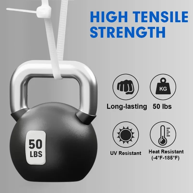 1000/100Pcs Plastic Nylon Cable Ties Self-locking Cord Ties Straps Adjustable Cables Fastening Loop Home Office Wire Zip Ties Qme