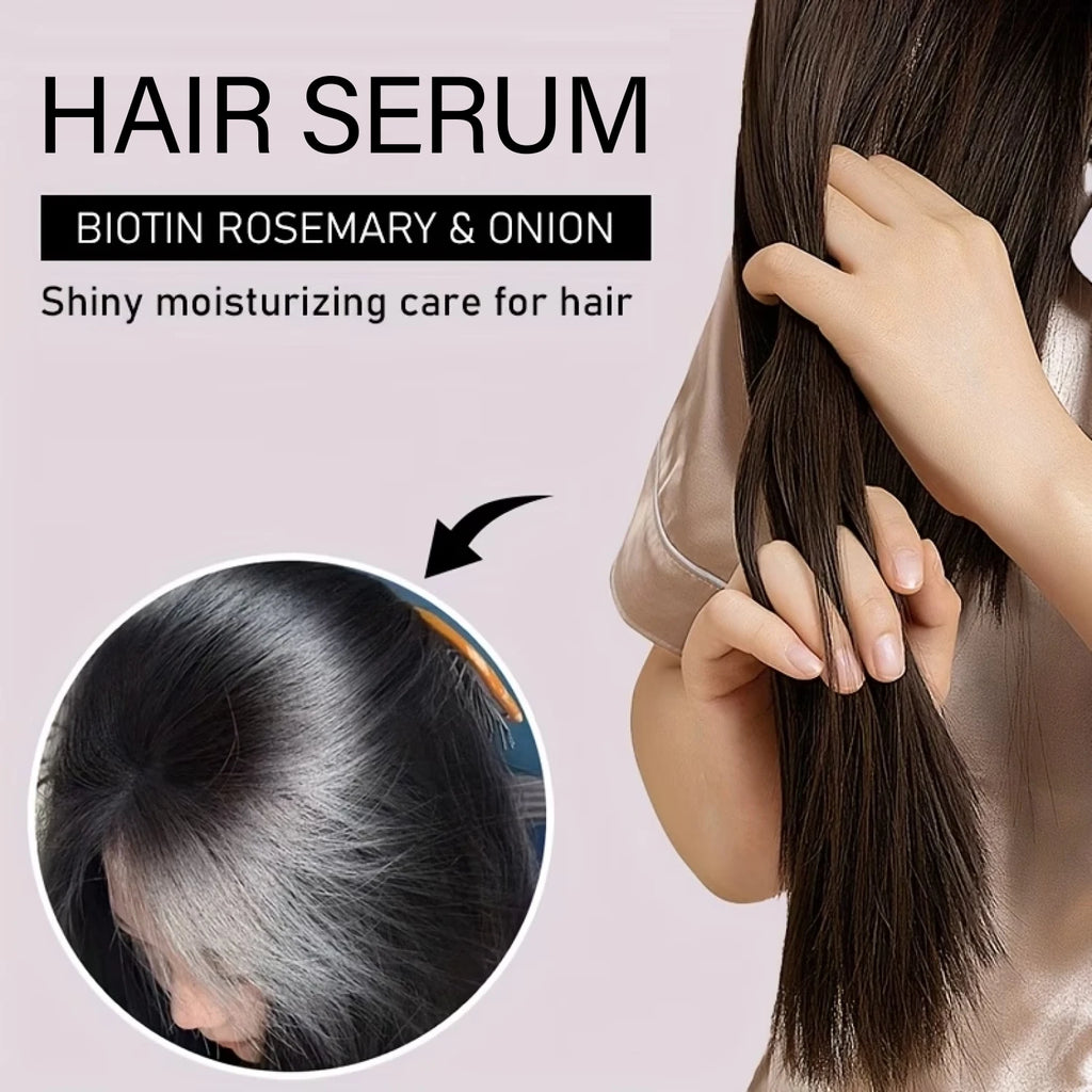 Biotin Rosemary Onion Hair Serum, Smooth & Supple Treatment for All Hair Types, Nourishing Growth Serum Qme
