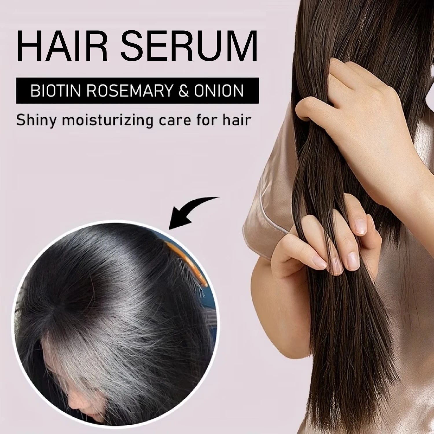 Biotin Rosemary Onion Hair Serum, Smooth & Supple Treatment for All Hair Types, Nourishing Growth Serum Qme