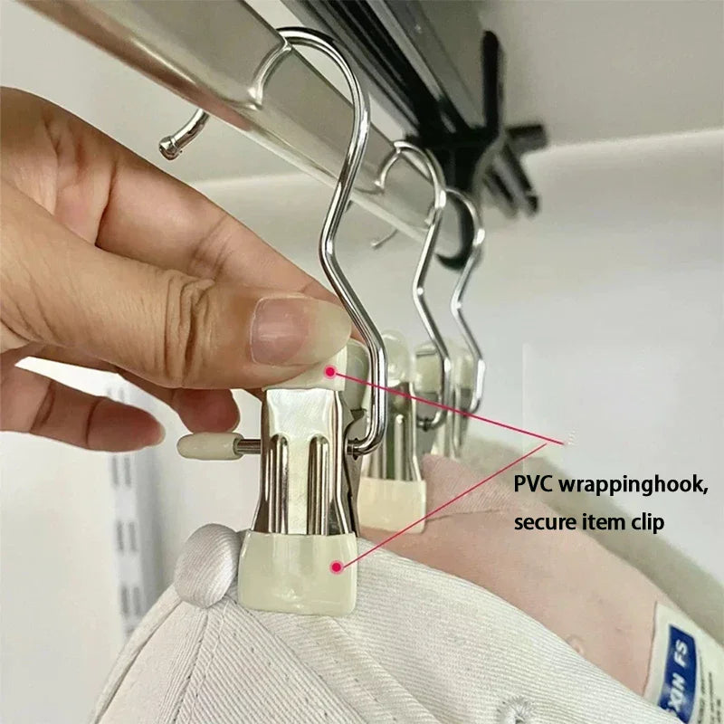 Stainless Steel Clothes Hangers With Clips Hanging Underwear Socks And Stockings 10pcs Qme