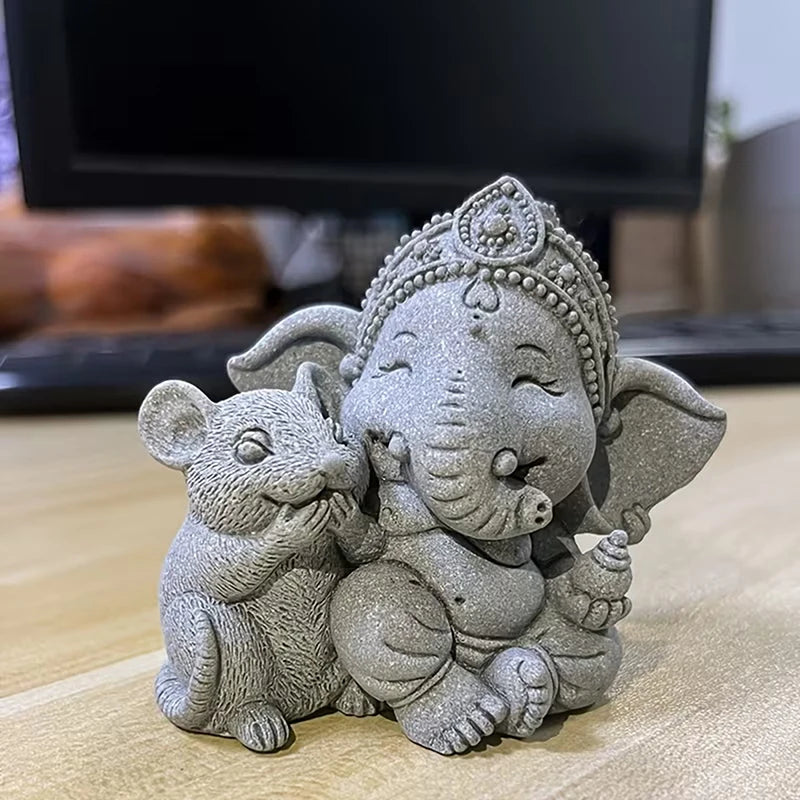Guardian Elephant Statue Home Decoration Hands Clasped Prayer Position Qme